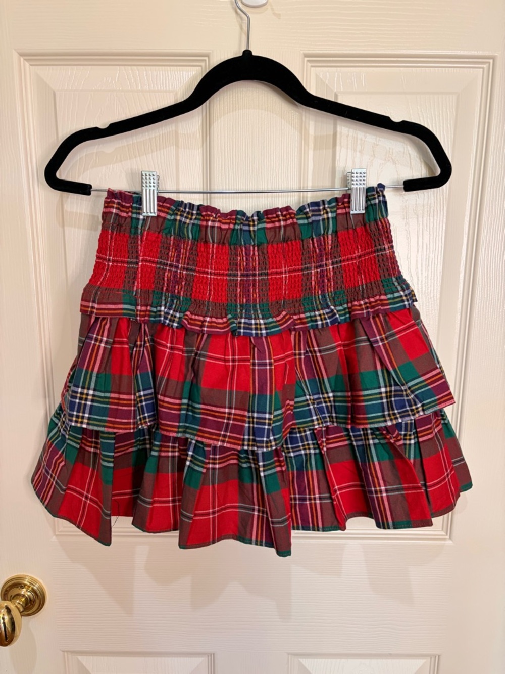 NWOT!!! Janie and Jack Red Green Plaid Tiered Smocked Mini Skirt size 14